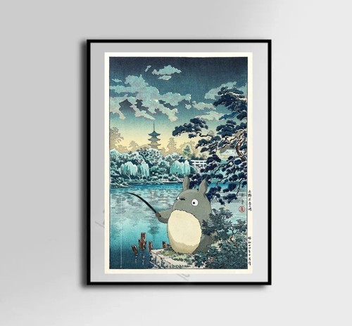Totoro pesca tela arte - pesca,